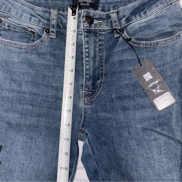 Ed Hardy Jeans Embroidered Spell Out Y2K Flare New York City NYC 28 women’s - Picture 7 of 12